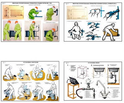 Плакаты ПРОФТЕХ "Изготовление и монтаж санитарно-технических устройств" (20 пл, винил, 70х100) - фото 1 - id-p58248278