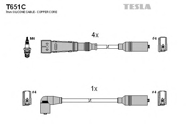 Высоковольтные провода TESLA VW Golf III/Passat 1.8/2.0 91> (медный сердечник)