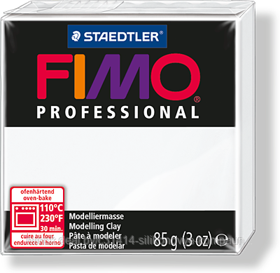 Пластика - полимерная глина FIMO Professional 85г белый (8004-0)