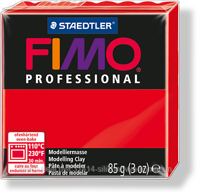 Пластика - полимерная глина FIMO Professional 85г чисто-красный (8004-200)