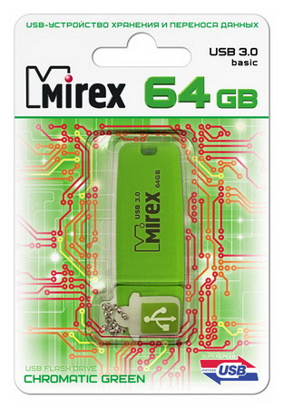 USB флэш-накопитель 64GB Mirex CHROMATIC GREEN USB 3.0 - фото 1 - id-p58293077