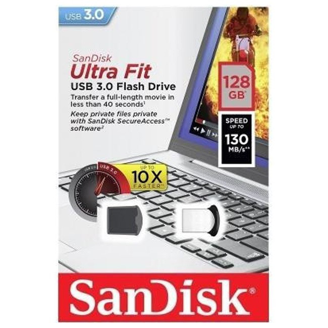 USB флэш-накопитель 128GB SanDisk Ultra Fit USB 3.1 High Speed (130/30mbs) - фото 2 - id-p58303864