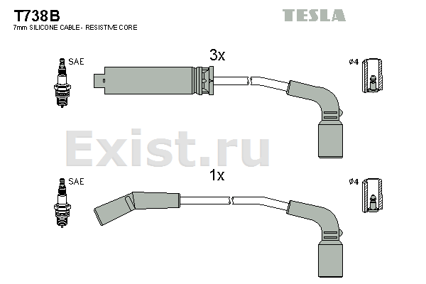 Высоковольтные провода TESLA Daewoo Kalos/Lanos 1.4, 1.5 8V 97- - фото 1 - id-p58344560