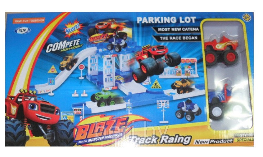 Игровой набор "Паркинг Вспыш и Чудо-машинки", игровой гараж BLAZE, парковка, 2 машинки ZY-653 - фото 2 - id-p58432850