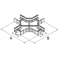 Крестообразный ответвитель для лестничных кабельных лотков ЗЭ-КЛОК-600/600-П