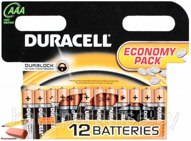 Батарейка Duracell LR03-12BL, цена за 1 штуку - фото 1 - id-p58476407
