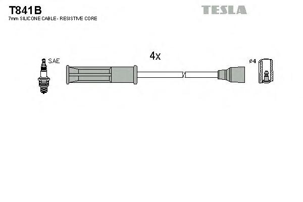 Высоковольтные провода TESLA Renault Clio/Megane 1.4/1.6i 96-> наконечник прямой на крышку - фото 1 - id-p58500017