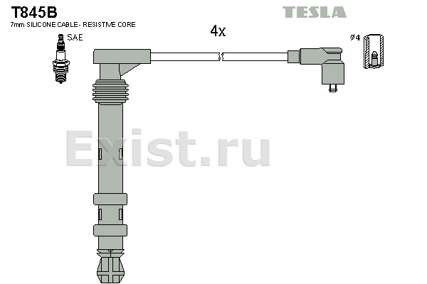 Высоковольтные провода TESLA Fiat Brava/Marea/Palio 1.6i 16V 95>