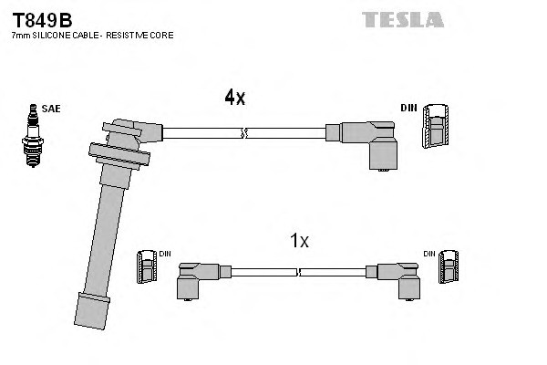 Высоковольтные провода TESLA NISSAN PRIMERA 1.6 16V, SUNNY 1.4/1.6 16V 90-98 с центральным проводом