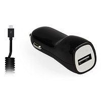 Автомобильное зарядное устройство SmartBuy NITRO 1A, USB + витой кабель MicroUSB, чёрное