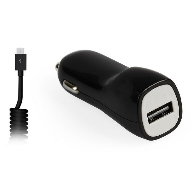 Автомобильное зарядное устройство SmartBuy NITRO 1A, USB + витой кабель MicroUSB, чёрное - фото 1 - id-p58615169