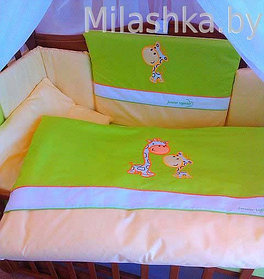 Комплект постельного белья "Два жирафа"зеленый 7 предметов