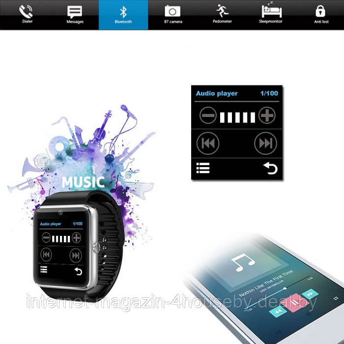 Смарт-часы Colmi GT 08 Bluetooth 3.0 (цвет черный) - фото 2 - id-p58647404