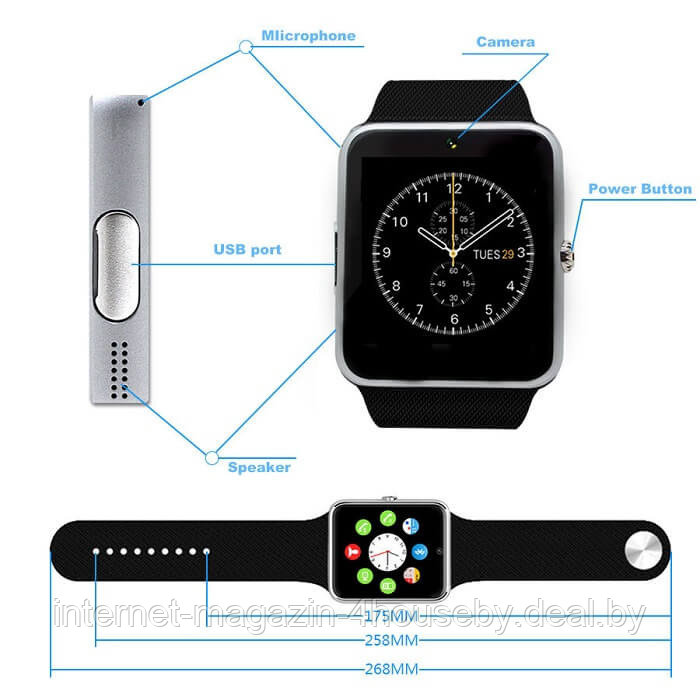 Смарт-часы Colmi GT 08 Bluetooth 3.0 (цвет черный) - фото 5 - id-p58647404