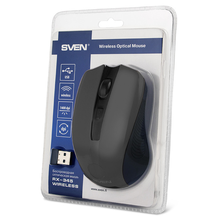 Беспроводная оптическая мышь SVEN RX-345 Wireless Gray, 6 кнопок, 600-1400 dpi - фото 5 - id-p58682816