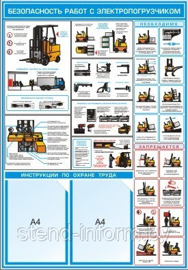 ПЛАКАТ ПО Охране труда "Безопасность работ с электропогрузчиком " №12 р-р 70*100 см на ПВХ - фото 1 - id-p2297459