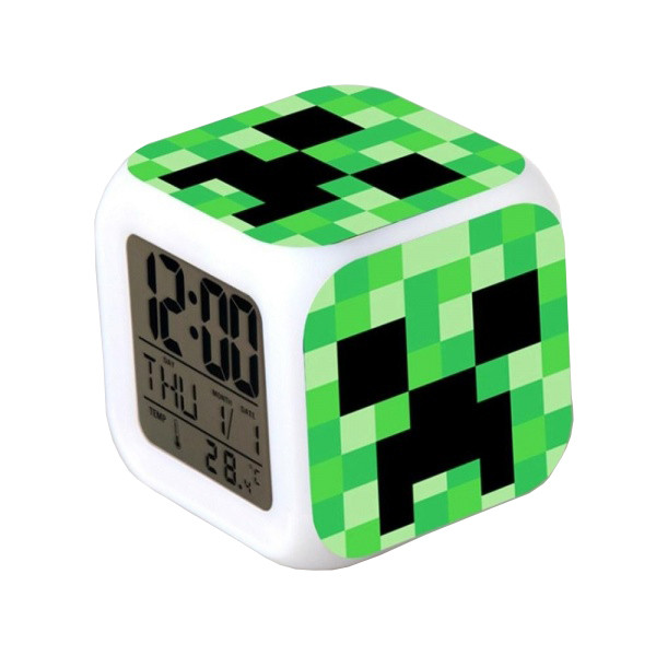 Часы настольные пиксельные "Creeper", с подсветкой - фото 1 - id-p58711094