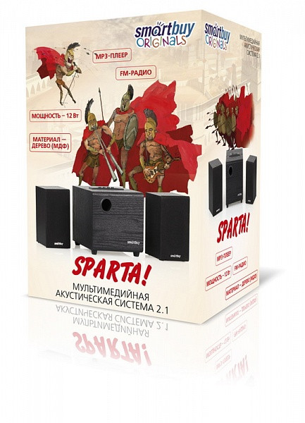 Акустическая 2.1 система SmartBuy SPARTA Black, 12 Вт, пластик/дерево, USB, FM-радио, 220В - фото 5 - id-p58714414