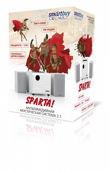 Акустическая 2.1 система SmartBuy SPARTA White, 12 Вт, пластик/дерево, USB, FM-радио, 220В - фото 5 - id-p58714429