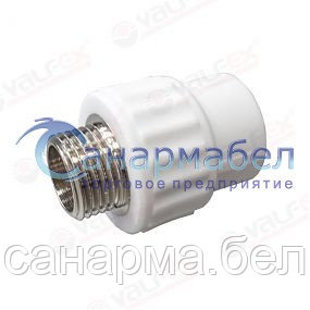 Муфта ПП комбинир. с НР 32х3/4" белая VALFEX - фото 1 - id-p58752957