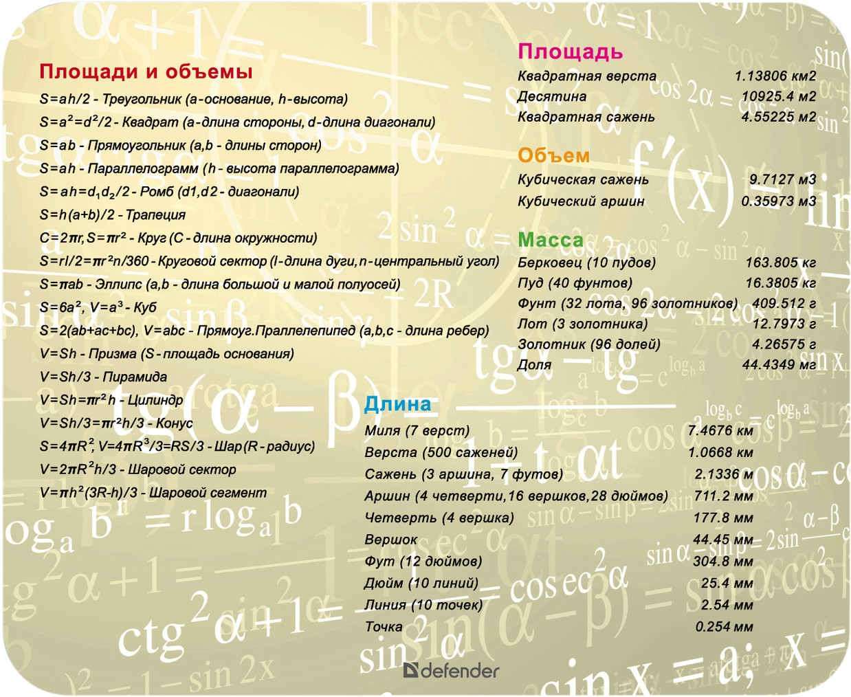 Коврик для компьютерной мыши Defender School 240x190x0,4 мм