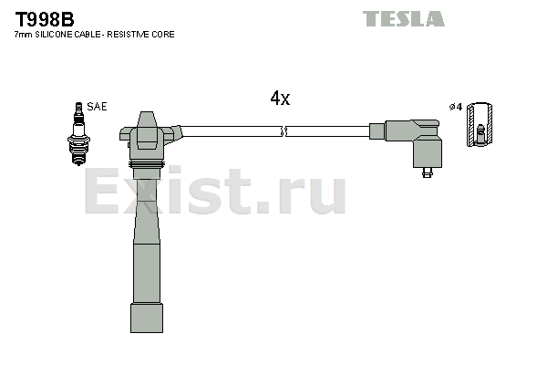 Высоковольтные провода TESLA Fiat Punto/Bravo/Brava 1.2i 16V 94>