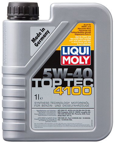 Моторное масло LIQUI MOLY 9510 Top Tec 4100 5W-40 1л (Замена 3700), фото 2