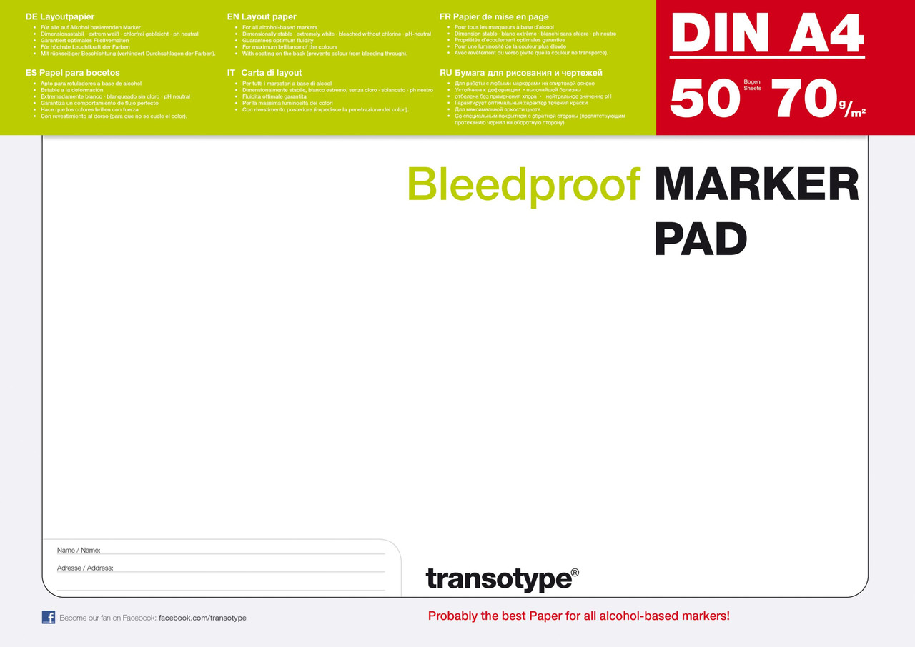 Блок бумаги Transotype для маркеров А4 (50 листов), пл. 70 г/м2, Германия - фото 1 - id-p3367724
