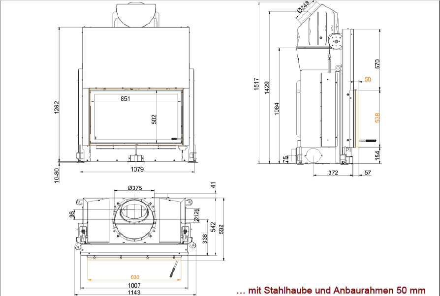 Brunner Stil-Kamin 53/88 каминная топка - фото 2 - id-p58880164