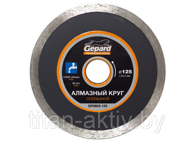 Алмазный круг 125х22 мм по керамике сплошн. GEPARD (мокрая резка) - фото 2 - id-p59012235