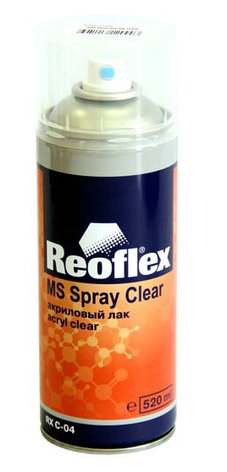 REOFLEX RX C-04/520 Лак акриловый аэрозоль MS Clear Spray прозрачный 520мл, фото 2