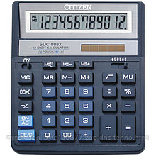 Калькулятор бухгалтерский CITIZEN SDC 888, 12 разр., 203-158 мм., белый, синий 