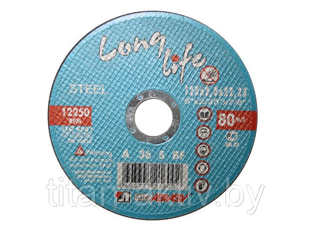 Круг отрезной 115х1.2x22.2 мм для металла Long Life LUGAABRASIV
