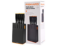 Набор ножей 5 шт. с деревянным черным блоком Functional Form Fiskars