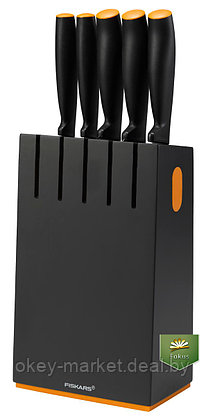 Набор ножей 5 шт. с деревянным черным блоком Functional Form Fiskars, фото 3