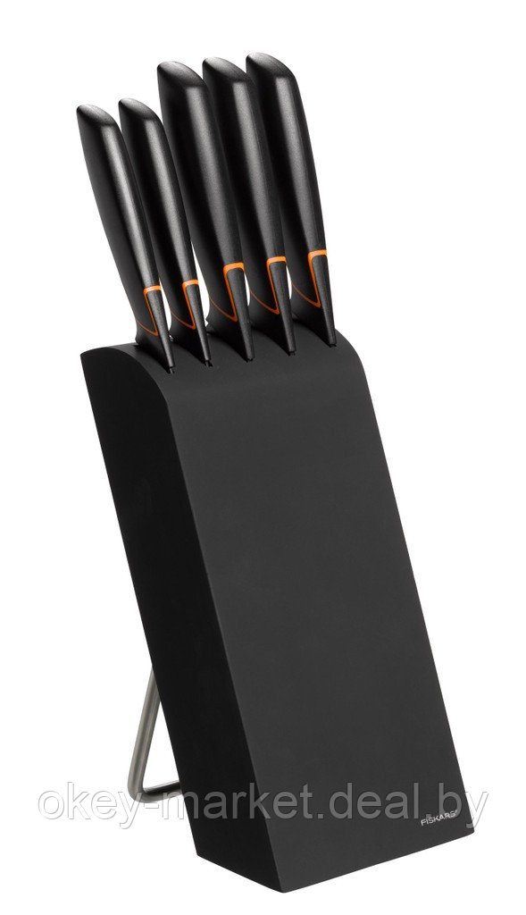 Набор ножей 5 шт. с деревянным черным блоком Edge Fiskars