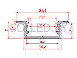 Алюминиевый профиль встраиваемый шампань с экраном 15,2(21,4)х7 (solled 1507ВШ), фото 2