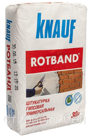Универсальная гипсовая штукатурка KNAUF ROTBAND, 30 кг, РБ - фото 3 - id-p59242930