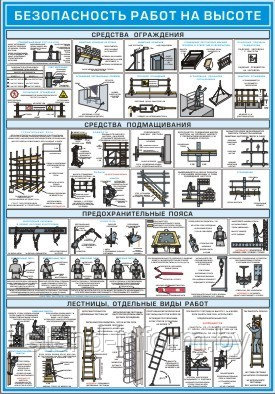 Плакат по Охране труда Безопасность работ на высоте №16 р-р 42*56 см на ПВХ - фото 1 - id-p2350086