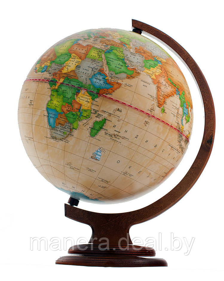 Глобус политический диаметр 25 см РЕТРО на ДЕРЕВЯННОЙ подставке - фото 1 - id-p59244805
