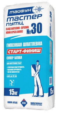 Гипсовая шпатлевка старт-финиш Тайфун Мастер ТМ-30, 15 кг, РБ, фото 2
