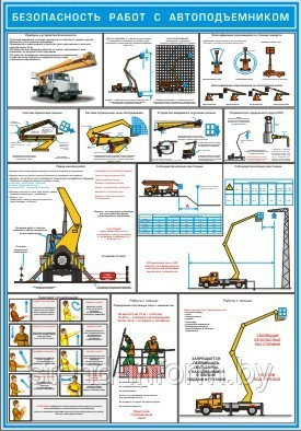 Плакат по Охране труда Безопасность работ с автоподъемником №16г р-р 40*57 см на ПВХ - фото 1 - id-p2362184