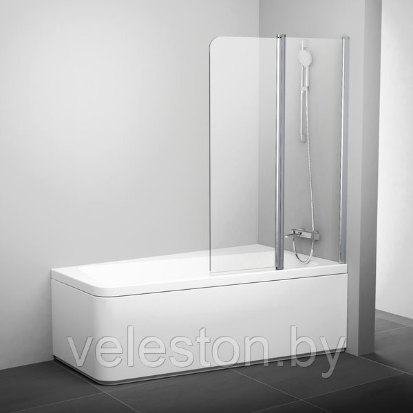 Шторка для ванны 10CVS2-100 L белая+транспарент