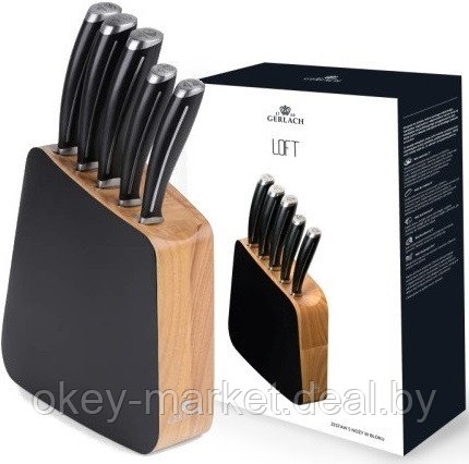 Набор ножей 5 шт. с деревянным блоком Gerlach Loft - фото 2 - id-p59448522