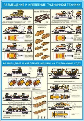 ПЛАКАТ ПО Охране труда "Размещение и крепление гусеничной техники" №24  р-р 42*56 см на ПВХ