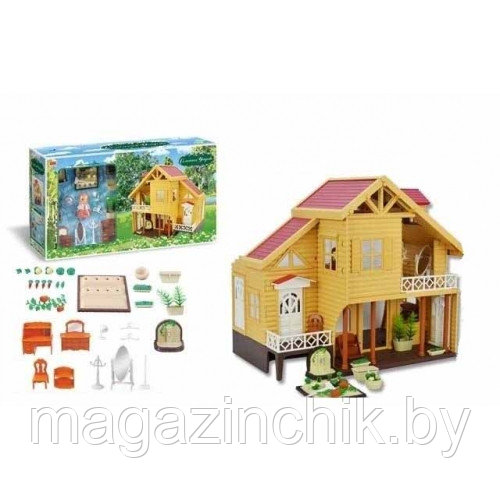 Игровой домик Happy Family Загородная усадьба 0559 аналог Sylvanian Families Сильваниан с мебелью, светом