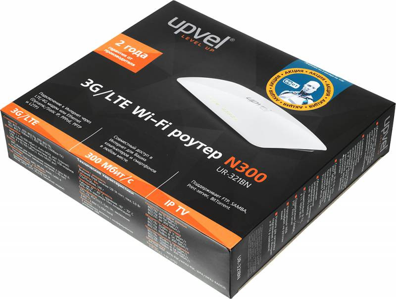 Беспроводной маршрутизатор Upvel UR-321BN ARCTIC WHITE 3G/4G/LTE 300 Мбит/с с поддержкой IP-TV, USB порт - фото 5 - id-p63397729