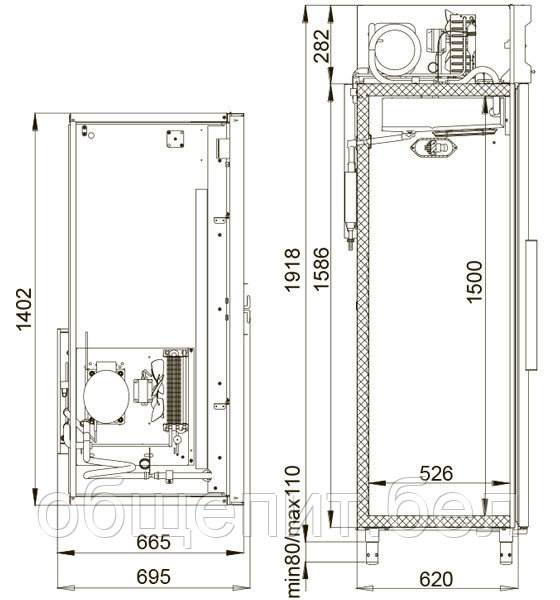 Шкаф холодильный Polair CM110-S (1000 л, 0..+6) - фото 2 - id-p23448929