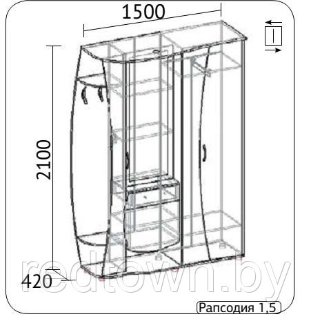 Прихожая Рапсодия 1,5 левая и правая, без рисунка - фото 2 - id-p59648740