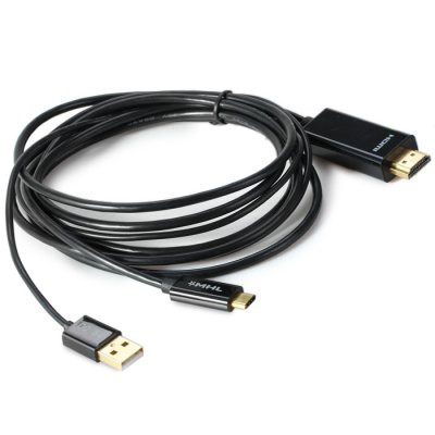 Кабель HDMI - microUSB (MHL), чёрный, 1,8 м - фото 1 - id-p59667601
